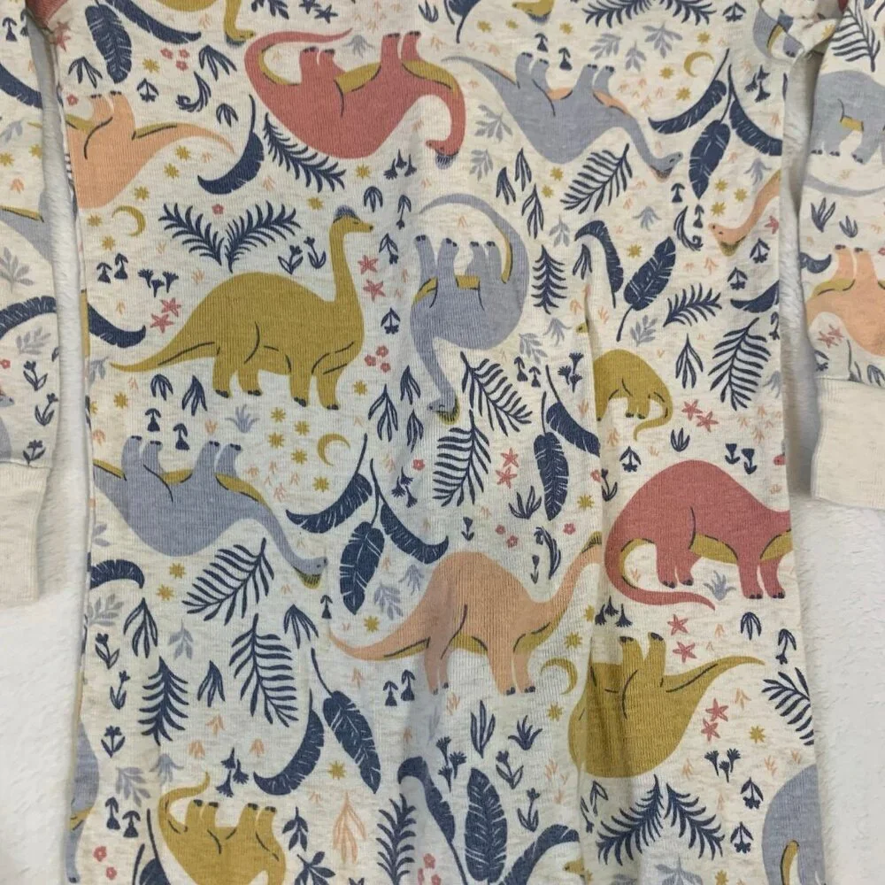 5/$25 Old Navy Kids Dinosaur Print Footed Pajamas 4T Beige Two‎ Way Zip Sleeper